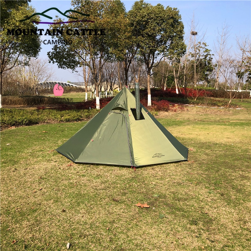 Cheap Goat Tents Ultralight Camping Pyramid Tent 3 4 Person 210T Large Rodless Teepee Tents for Family Team Outdoor Backpacking Camping Hiking Tents 